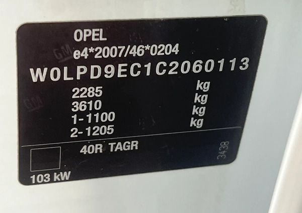 Opel Zafira cena 43900 przebieg: 105000, rok produkcji 2012 z Świecie małe 742
